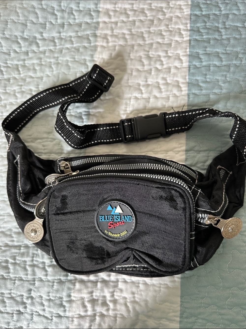 New blue island Black Belt Bag with Front Pockets